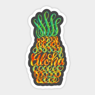 Orange Pineapple Art Illustration Hawaii Vacation Sticker